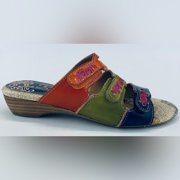ELITE BY CORKYS Sunny Womens Navy Multi Color Velcro Leather Sandals Size 6 NEW - Picture 13 of 13